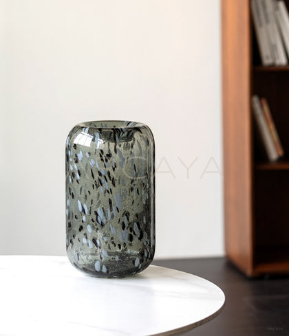 Mist Grey Speckled Glass Vase - scene