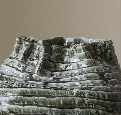 Handmade Spiral Layered Stoneware Vase - scene
