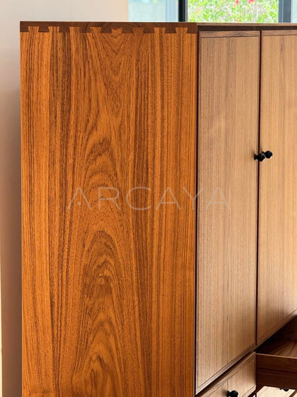 Burmese Teak Tea Room Two Door Cabinet - detail