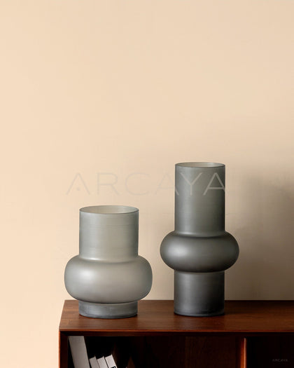 Mist Grey Frosted Gourd Glass Vase - scene