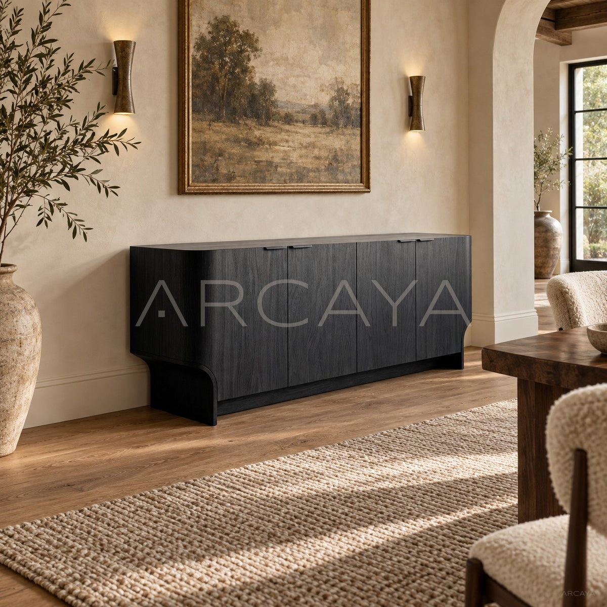 Ash Wood Minimalist Sideboard in detail