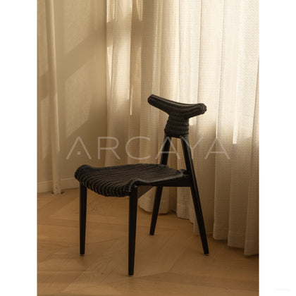 Goat Horn Teak Rattan Chair - scene