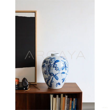Chinese Blue White Jar Hydroponic Vase Large - scene