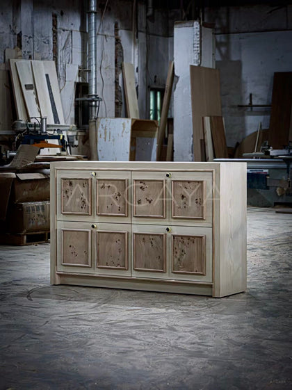 Mid Century Storage Cabinet Unfinished - scene
