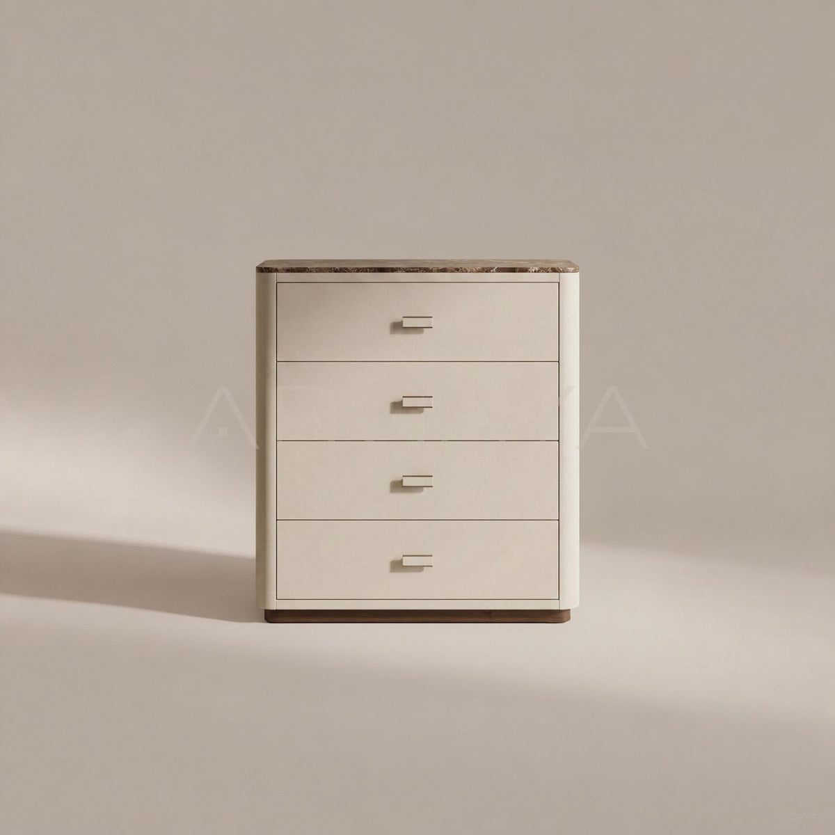 Marble Top Four Drawer Leather Chest - main