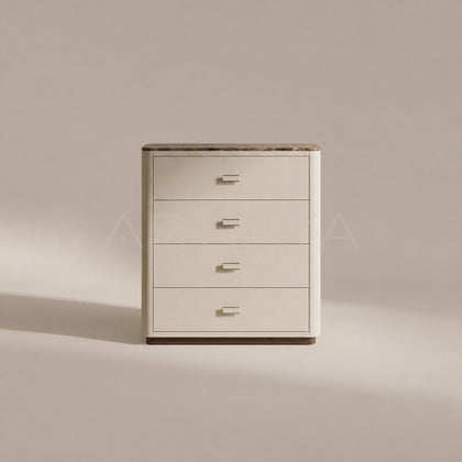 Marble Top Four Drawer Leather Chest - main