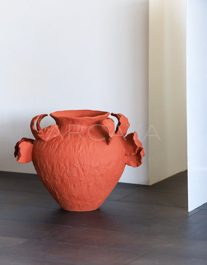 Jingdezhen Red Ceramic Jar Vase - scene