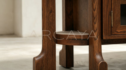Oak Curved Tv Stand - scene