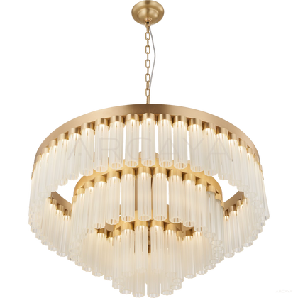 Gold Vertical Crystal Round Triple Pendant Light 3071 - scene