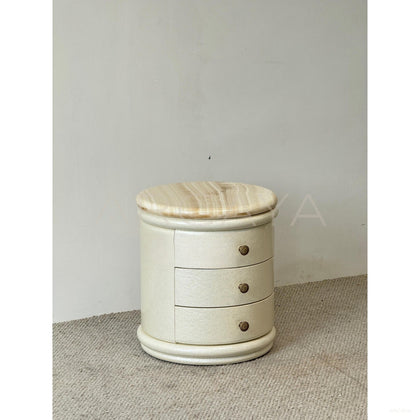 Striped White Jade Mother Of Pearl Nightstand - scene