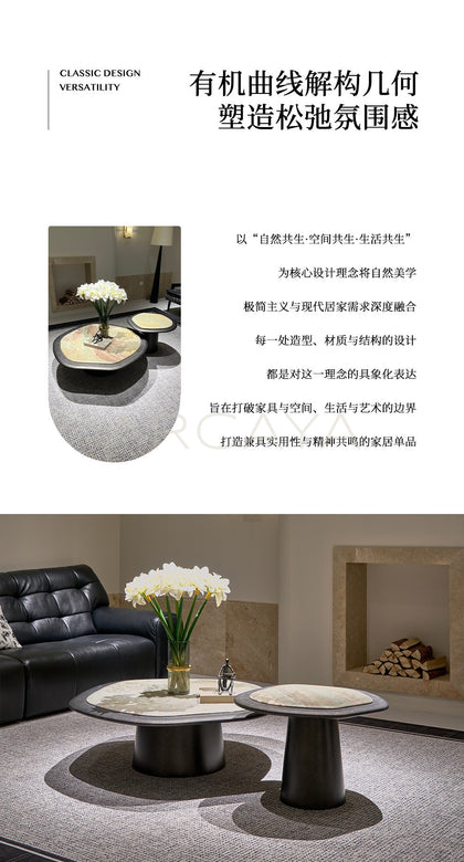 Monet Garden Stone Coffee Table - scene