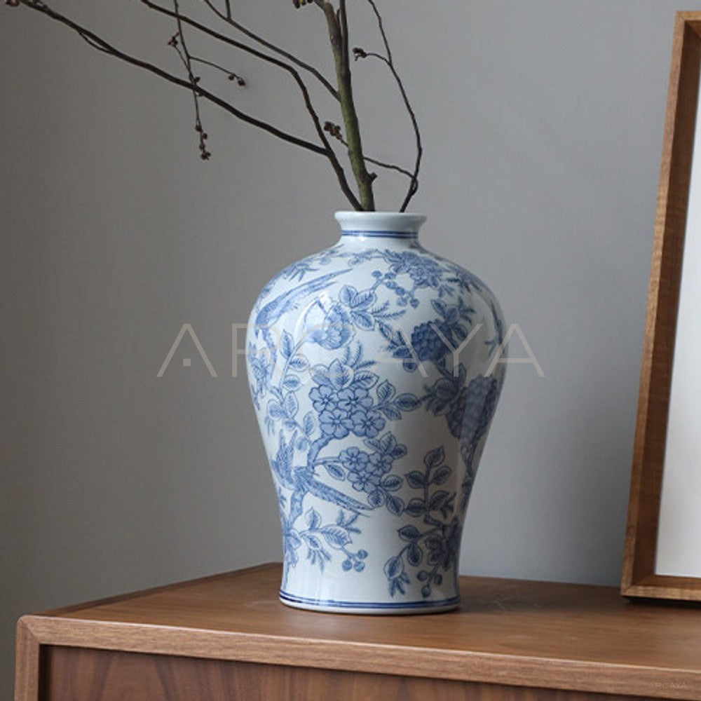Blue White Porcelain Entryway Jar Vase - main