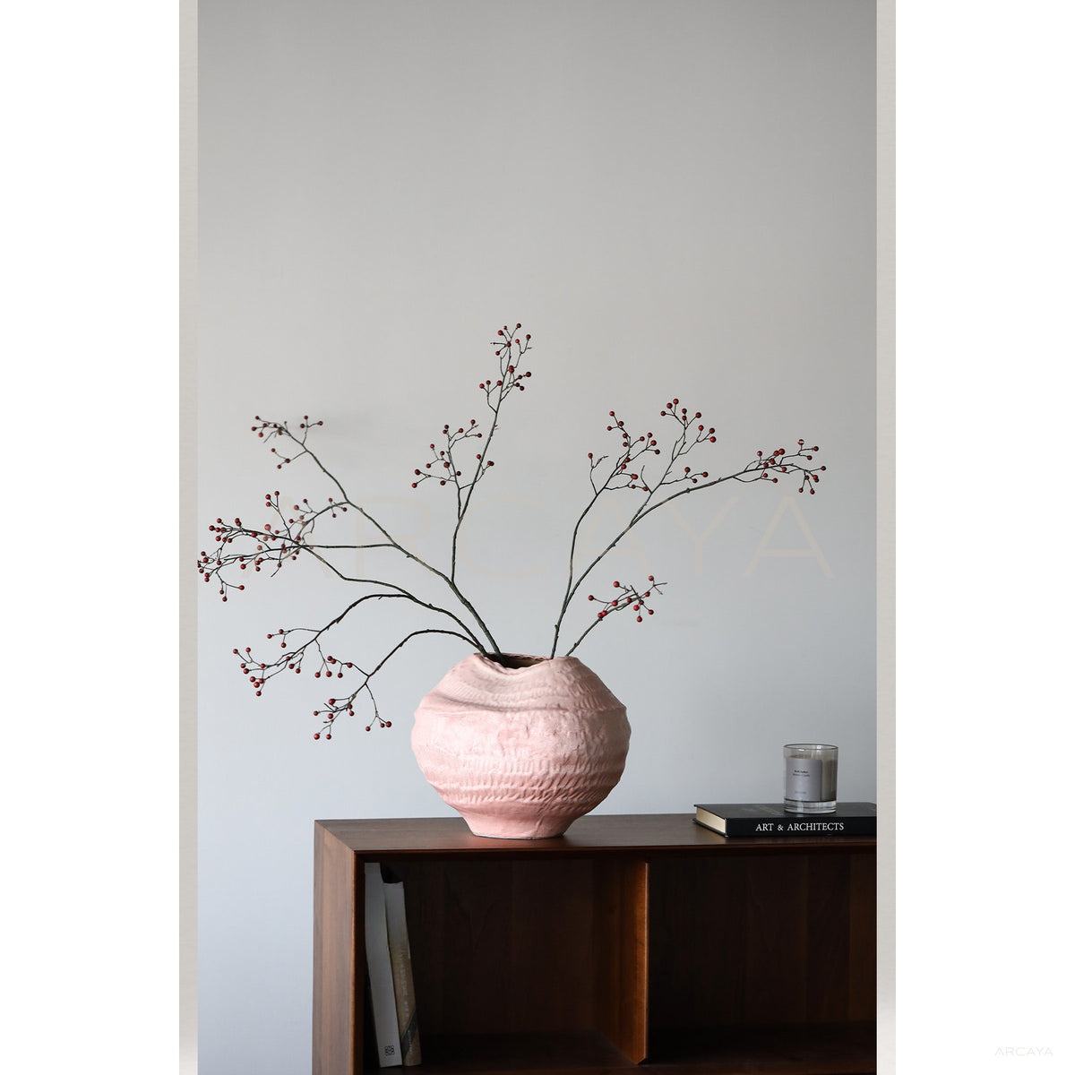Wabi Sabi Pink Sand Textured Ceramic Vase in detail