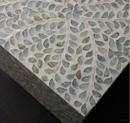 Handmade Shell Inlay Corner Side Table - scene