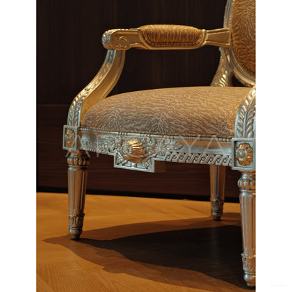 Silver Leaf Hand Carved Animal Print Chair - scene