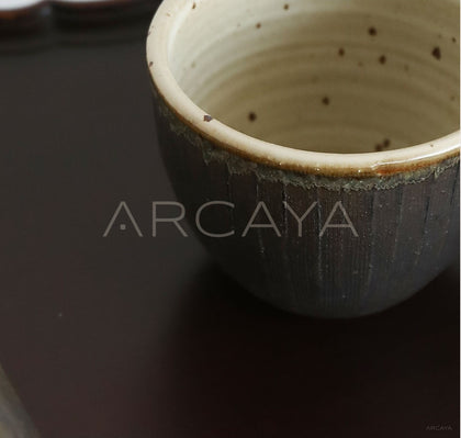 Amu Collab Black Glaze Ribbed Stoneware Mug - scene