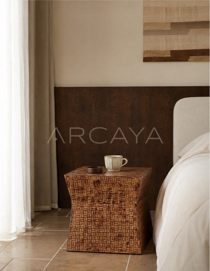 Handwoven Square Side Table - scene