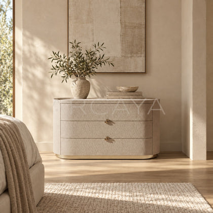 Woven Leather Matte Gold Chest Of Drawers - scene