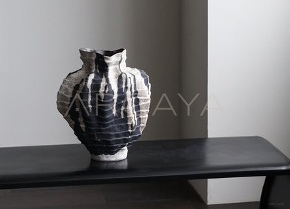 Vintage Stoneware Pleated Vase - scene