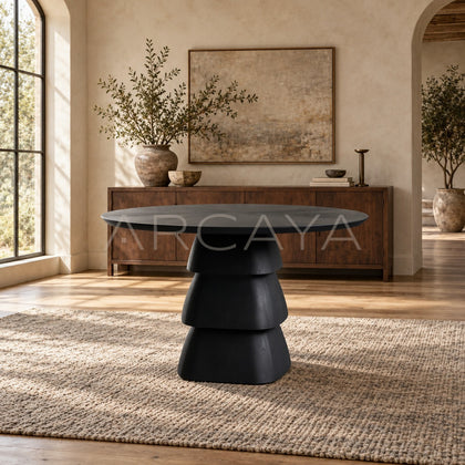 Oak Sculptural Dining Table - scene