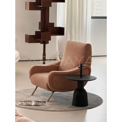Metal Fabric Curved Lounge Chair - scene