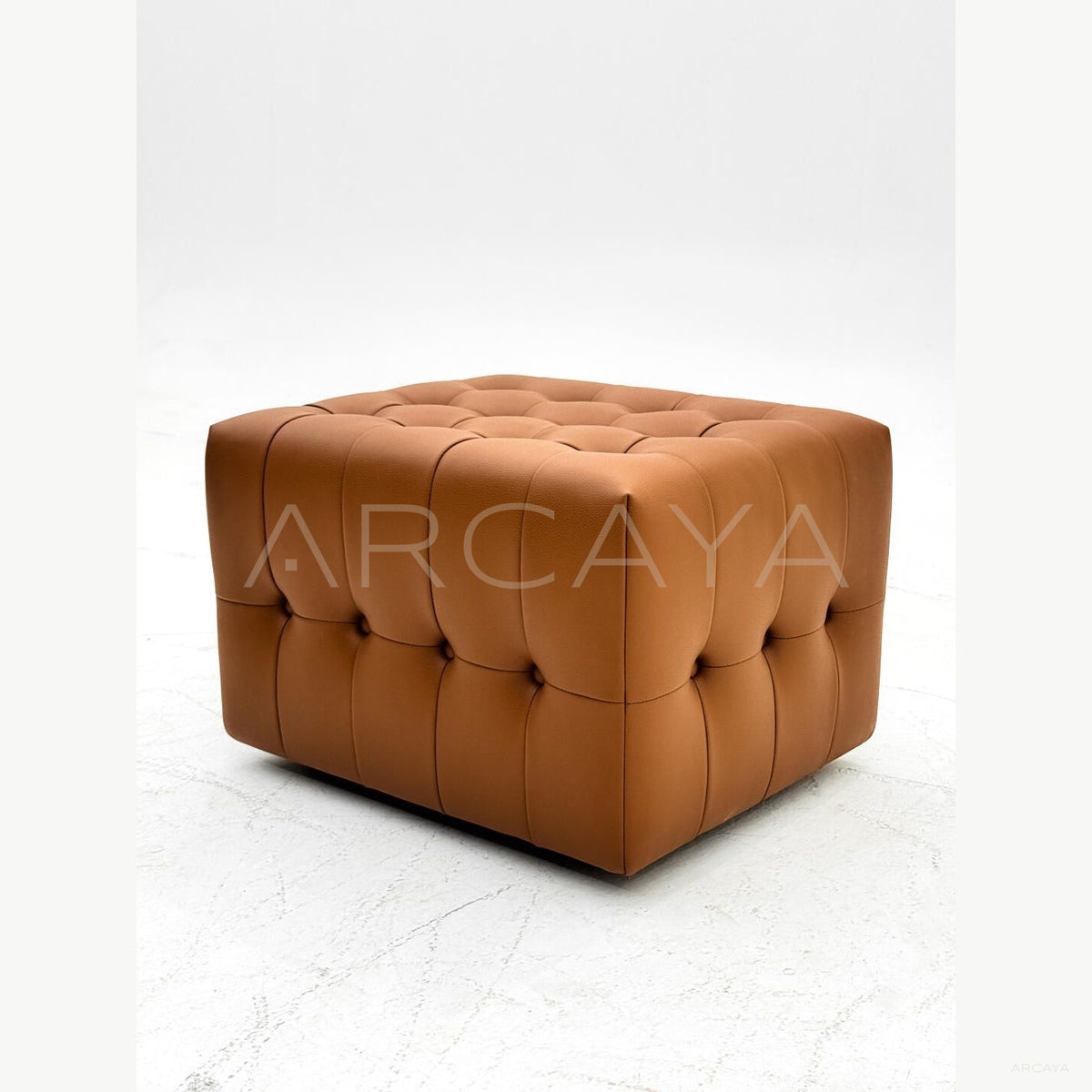 Vintage Checkered Pouf Stool in detail