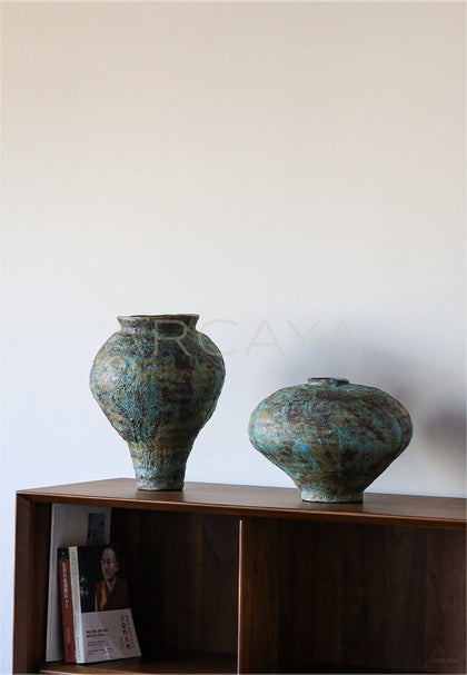 Vintage Wabi Sabi Jingdezhen Distressed Jar - scene