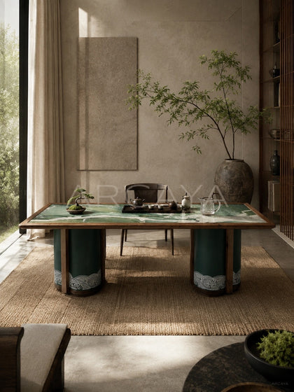 Daze Patek Jade Stone Tea Table - scene