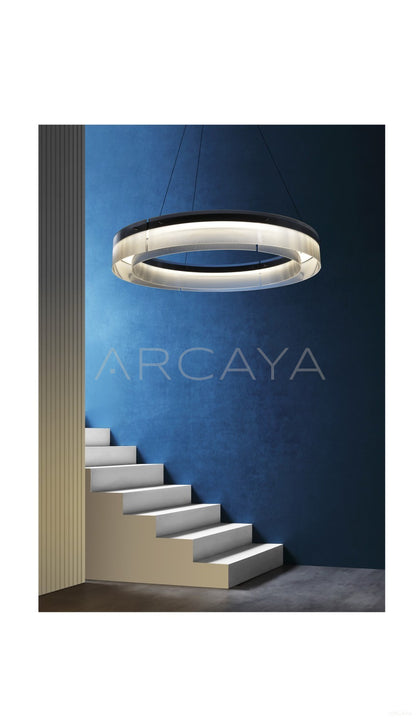 Ribbed Glass Ring Single Pendant Light 21840 - scene