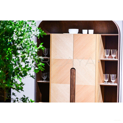 Curved Wine Cabinet With Light - scene