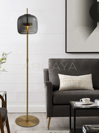Smoked Glass Bell Floor Lamp 80532 - scene