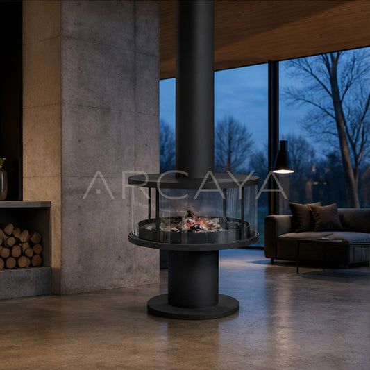 Leslie Hanging Fireplace - scene