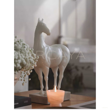 Faux Jade White Horse Sculpture - scene