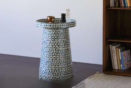 Niche Shell Inlay Mobile Side Table - scene