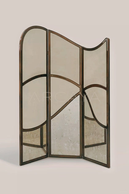 Gold Leaf Walnut Folding Screen - scene