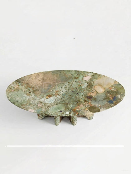 Monet Forest Stone Oval Dining Table - scene