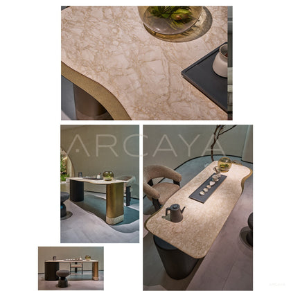 Gilded Light Stone Tea Table - scene