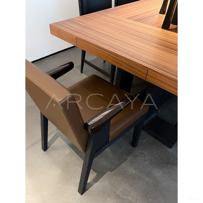 Dark Wood Grain Quiet Piece — Dining Table - scene