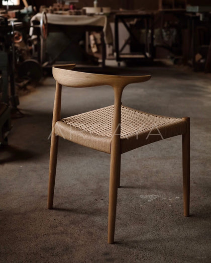 Japanese White Oak Rope Chair - scene