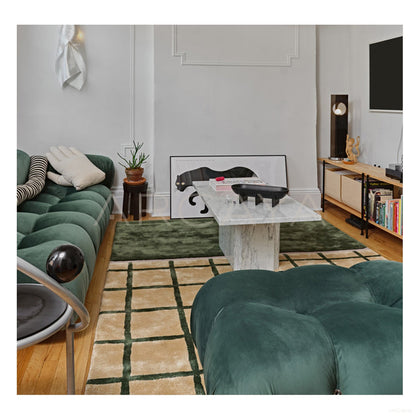 Beige Green Check Rug Dsm P013 F - scene