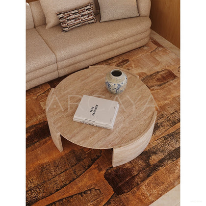 Natural Travertine Coffee Table - scene