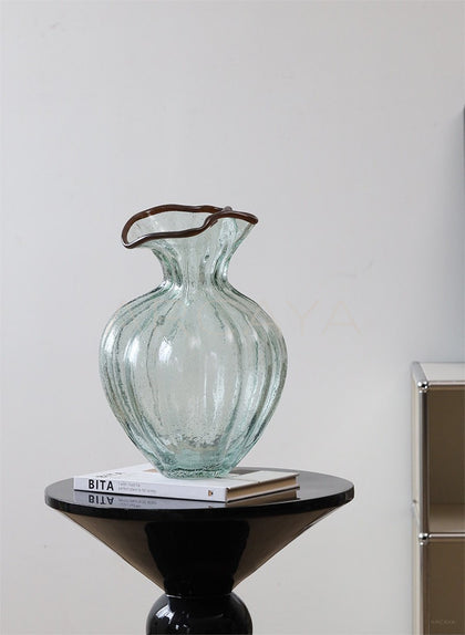 Clear Glass Large Floor Vase Vintage - scene