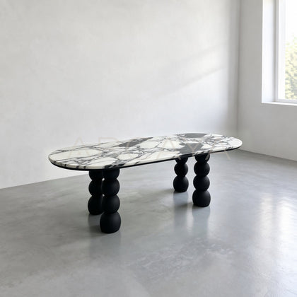 Ash Wood Marble Art Dining Table - main