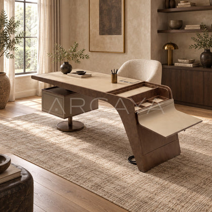 Italian Irregular Curved Executive Desk - scene
