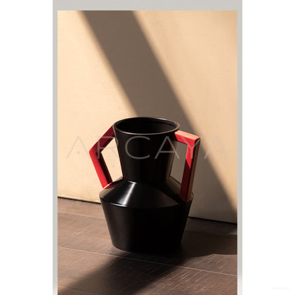 Angular Double Ear Two Tone Ceramic Vase - scene