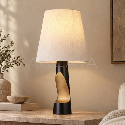 Black Gold Column Fabric Shade Table Lamp 96332 - main