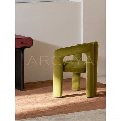 Avocado Green Sculptural Dudet Chair - scene