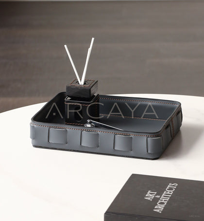 Handwoven Leather Aroma Storage Tray - scene
