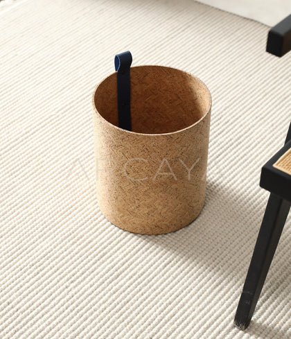 Natural Cork Woven Storage Bucket With Handles - scene