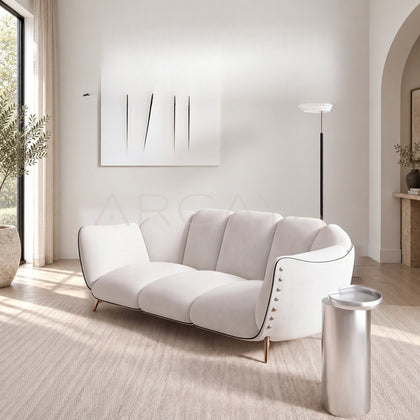 French Riveted Fabric Sofa - main